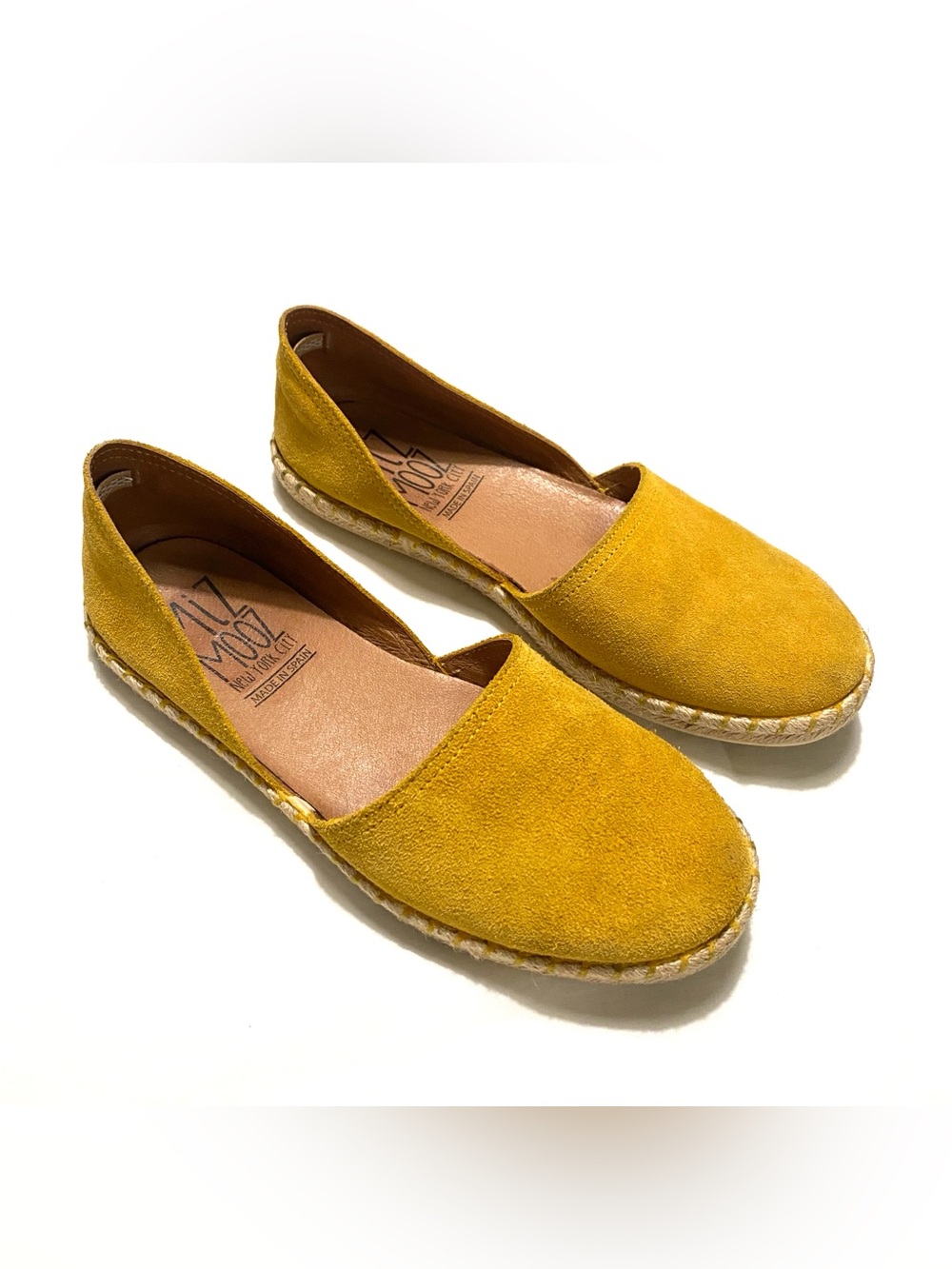 Miz Mooz Celestine Yellow Suede Leather Espadrille Flats Slip On Spain EU 38